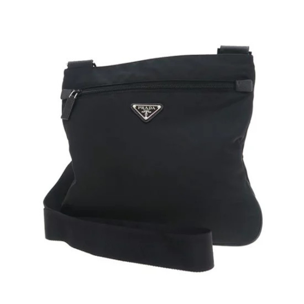 Prada messenger Crossbody bag black signature triangle logo